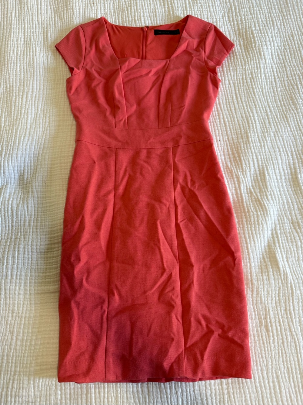 The Limited Coral Sheath Dress with Cap Sleeves